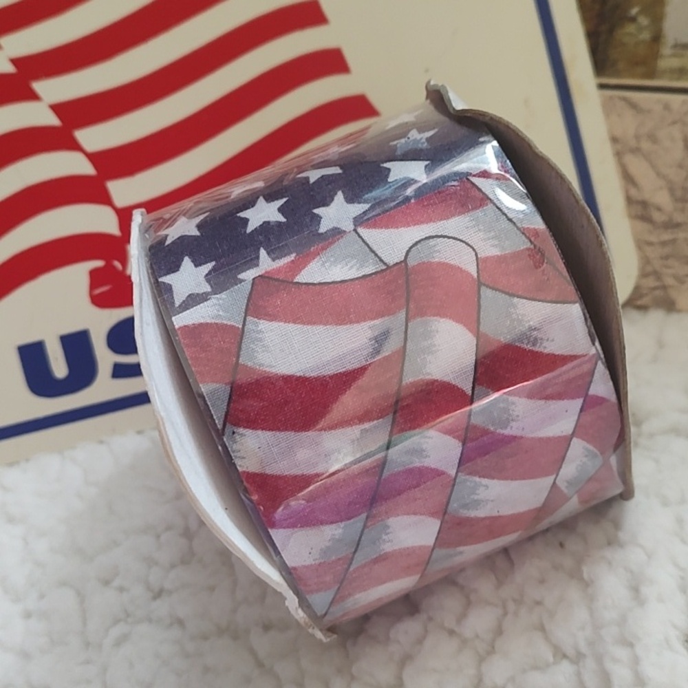 Patriotic American Flag Ribbon - Red, White & Blue - Picture 2 of 3